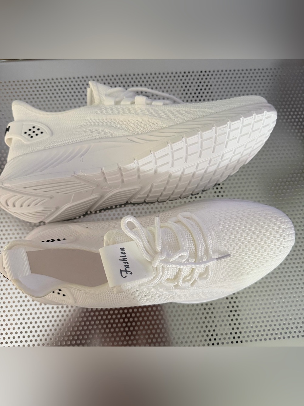 Women's Lightweight White Knit Sneakers